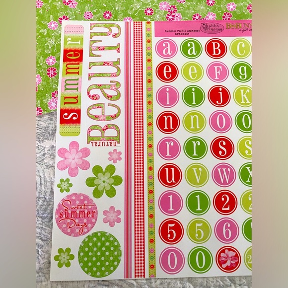 🌸 BO BUNNY “SUMMER PICNIC” STICKERS & SCRAPBOOK PAPER BUNDLE. RETIRED DESIGN! - Picture 6 of 6